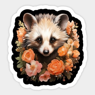 Opossum colorful floral Sticker